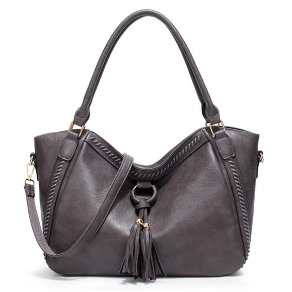 Hamptons Grey Soft Vegan Leather Bag, NEW - Picture 3 of 8